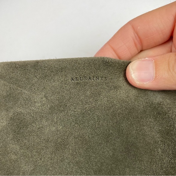 All Saints Cow Leather Gray Black Tassel Purse Bag Liberty Hobo Slouchy - Picture 6 of 12